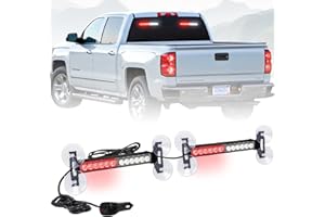 AINBIN 2x 10.7 inch Emergency Strobe Lights Bar 24 LED Red White Warning Flashing Safety Dash Side Window Front/Rear windshield Lights Grill Surface Mount for Volunteer Firefighter Vehicles POV Trucks