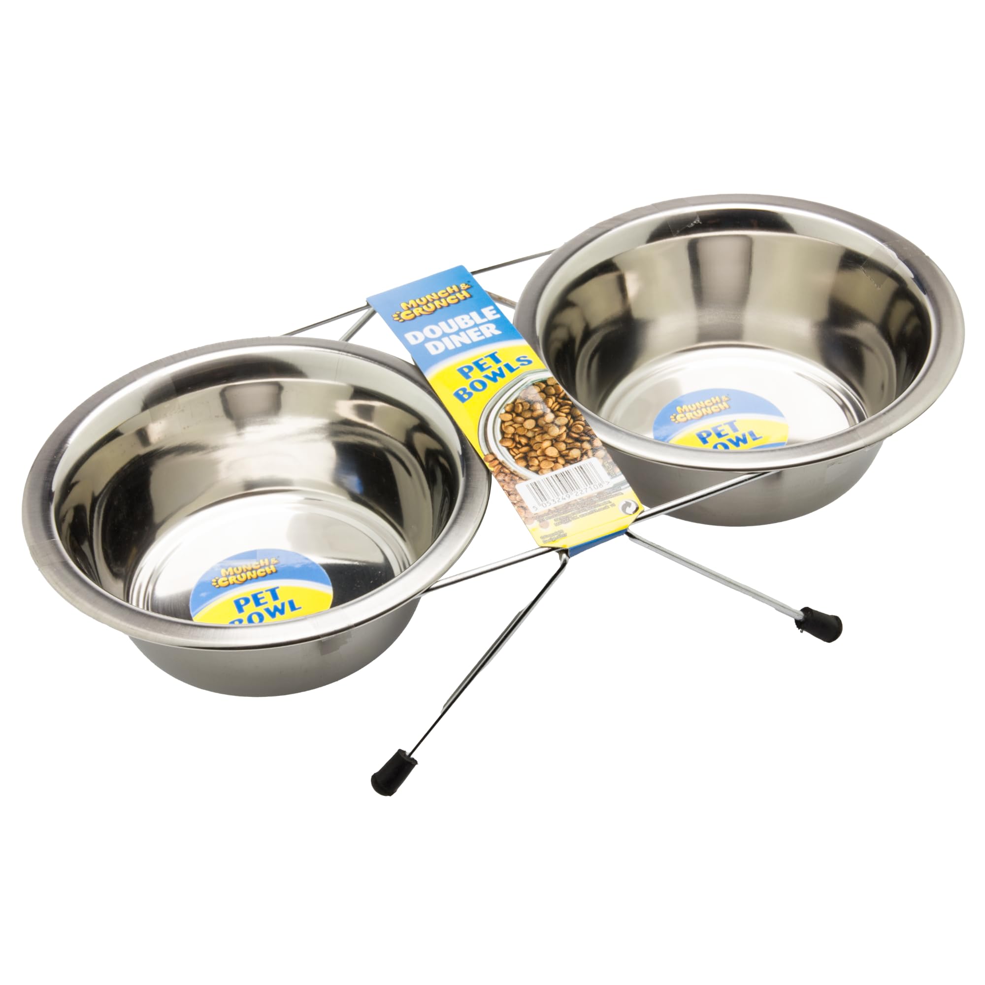 Munch & Crunch Double Diner Dog Bowls | Food & Water Pet Station - 2x Elevated Small Dinner Trays for Dogs or Cats (2x 700ml Bowls with Stand)