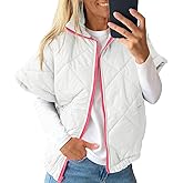 Tankaneo Womens Lightweight Puffer Vests Sleeveless Quilted Jackets Short Sleeve Zip Up Vest Oversized Warm Outerwear
