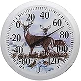Springfield Indoor Outdoor Thermometer, Wireless Outdoor Thermometer with Large Numbers for Patio, Pool, and Indoor Areas, 13.25-Inch, Winter Deer
