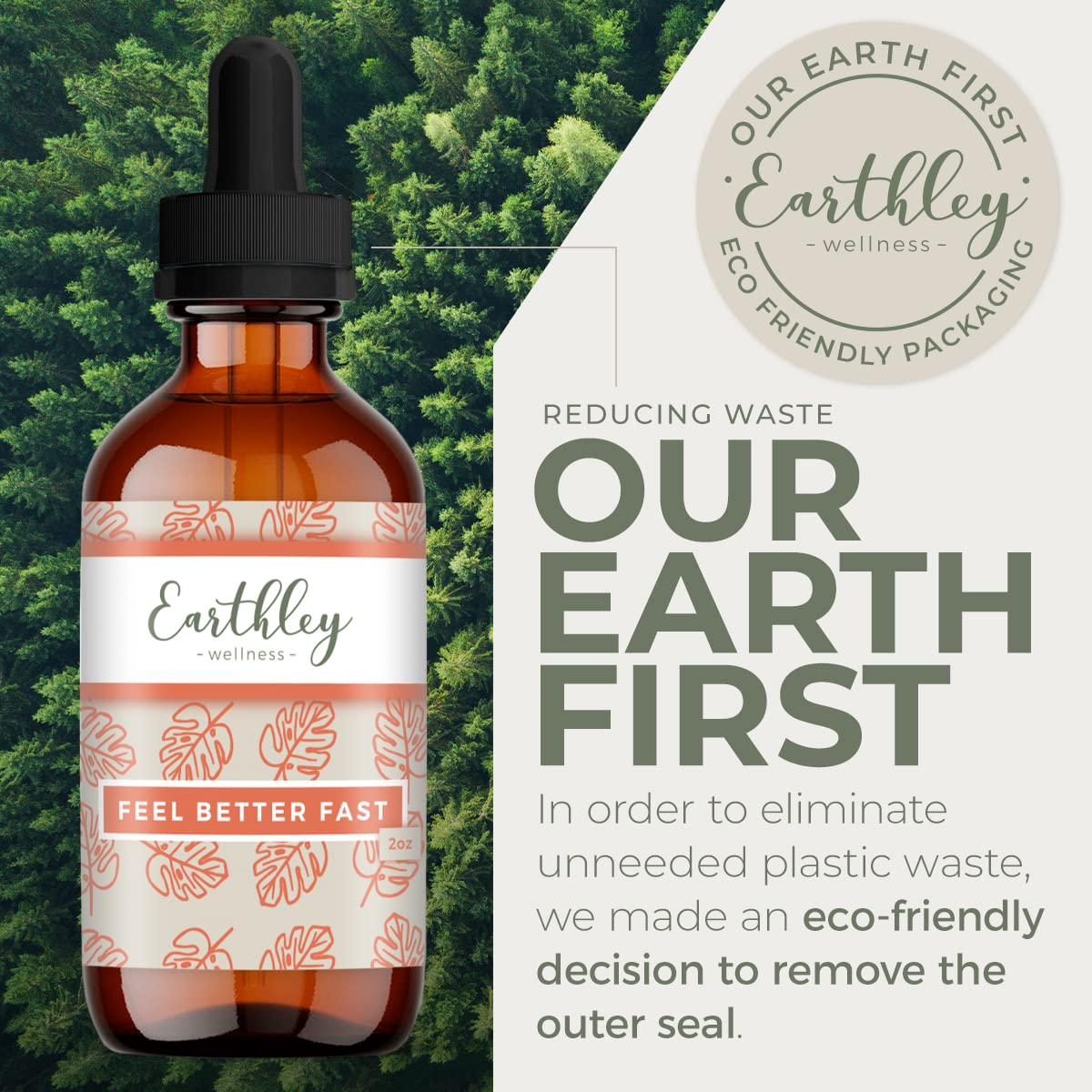 earthley wellness feel better fast, echinacea root, fennel, astragalus root, elder flower and cinnamon, new size 