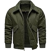 HOOD CREW Mens Winter Jackets Fleece Lined Bomber Jacket Casual Cotton Lightweight Coats with Fur Collar