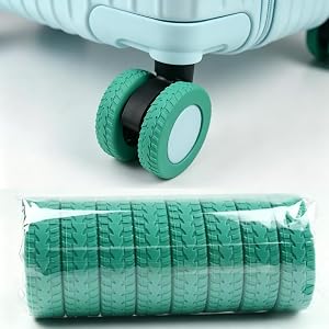8 Pcs Silicone Luggage Wheel Covers, Anti-Scratch Shock Absorbing Caster Sleeves, Mute Wheel Guards for Suitcases(Green)
