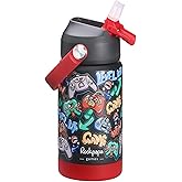 rockpapa 14 oz Kids Insulated Water Bottle,Stainless Steel Toddler Cups with Straws, BPA Free, Leak-Proof, Kids Water Bottle for School Boys&Girls (Black Games)