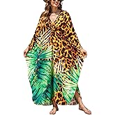 ELSCIRW Women's Caftan Dresses Plus Size Mumu with V-Neck Batwing Sleeves Lightweight Beach Cover Up and Loungewear