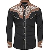 EL PIONERO Men's Western Shirt Long Sleeve Embroidered Cowboy Casual Snap Button Shirt