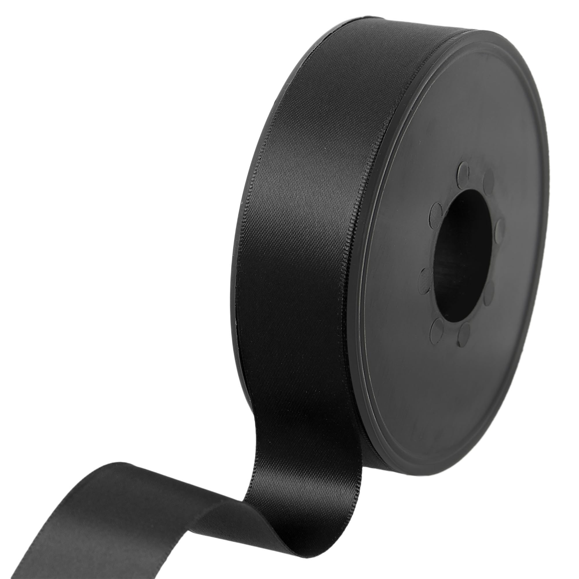 100% Polyester Double Sided Satin Ribbon for Weddings, Gift Wrapping, Floral Arrangements, Crafts, Cakes, Bows, Decorations, 25mm x 25m, Black