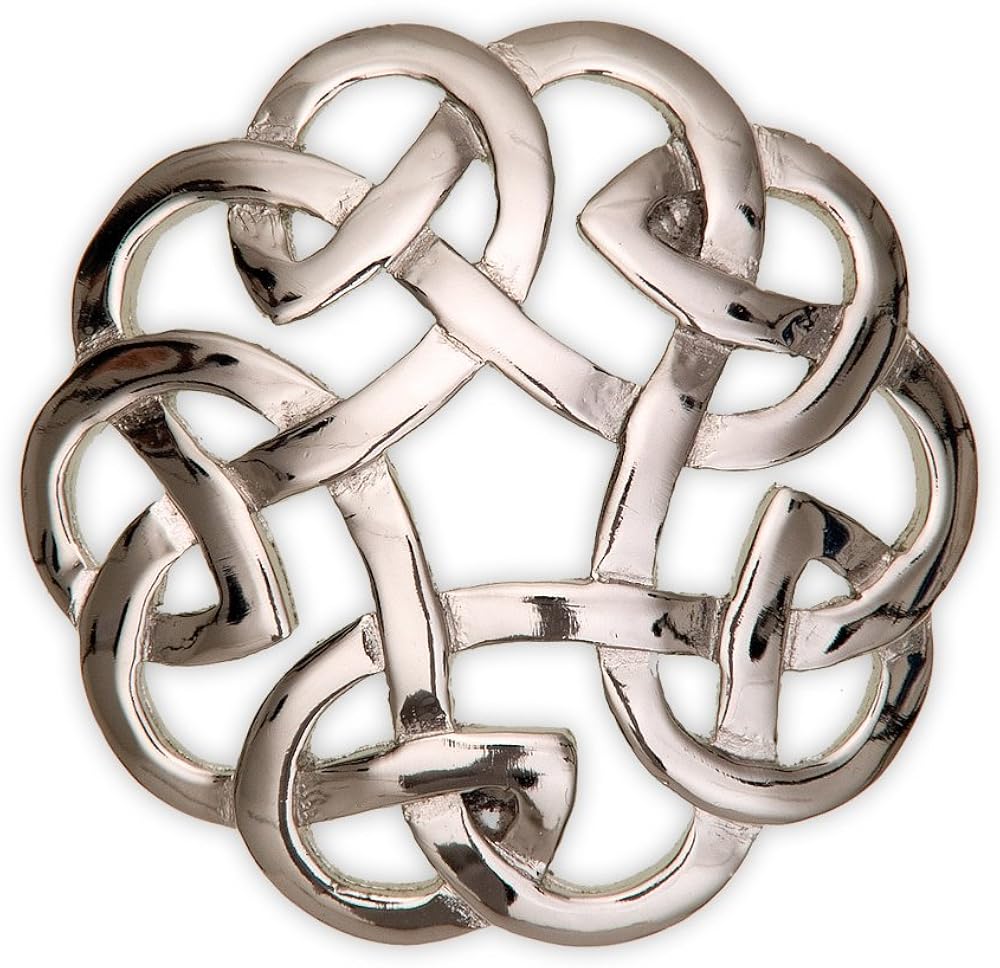 Eternal Interlace Celtic Pewter Brooch - Made in Scotland by Art Pewter - B751, Silver
