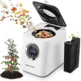 1 Gallon Electric Composter with Smart Touch Screen, Whisper-Quiet &amp; Rapid Composting, 0.5kWh Energy-efficient, Odorless compost bin kitchen, Carbon Filter over 2000h, 2 Composting-Mode, Self-cleaning