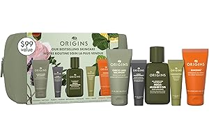 Origins Bestselling Skincare Set | Features Cleanser, Mask, Treatment Lotion, Serum & Moisturizer | With Peptides, Hyaluronic Acid & Niacinamide