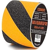 COSIMIXO 4" x 35Ft Black&Yellow Heavy Duty Anti Slip Tape for Stairs Outdoor/Indoor Waterproof Grip Tape Safety Non Skid Roll for Stair Steps Traction Tread Staircases Anti-Slip Strips…