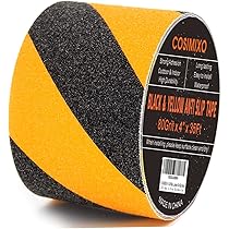 S&X Black/Yellow Anti Slip Tape 4" X 33 FT, Heavy-Duty Grip Tape For Stairs Outdoor Waterproof Safety Non Skid Roll High Traction Non Slip Treads With Hard-Wearing Surface