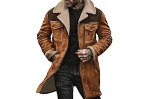 Western Jackets for Men - Vintage Cowboy Suede leather jackets Plush Reversed, Winter Warm Long Coats