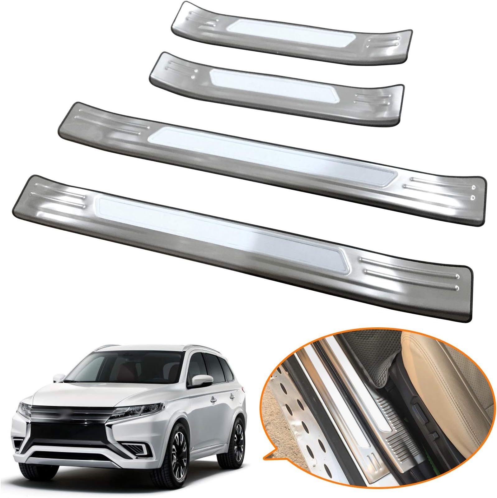 Toryea 4 Door Outer Sill Scuff Plate Guard Sills Protector Fit Mitsubishi Outlander 2016 2017 2018 2019