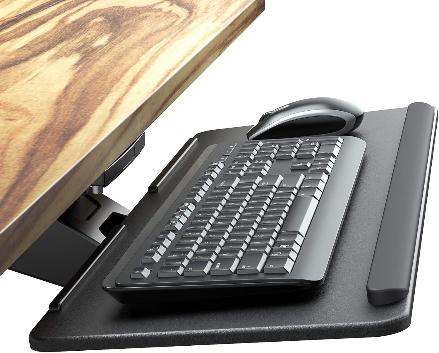 HUANUO Keyboard Tray, Under Desk Keyboard Tray, Sliding PullOut with