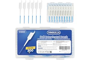 VINSULLA Dental Picks Soft Tooth Picks for Teeth Cleaning, Easy to Use Disposable Interdental Brushes with Convenient Carry C