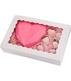 8inch White Cookie Boxes with Window,Auto-Popup Rectangular Bakery Box for Muffins and Pastry,Chocolate Covered Strawberry Cardboard Clear Lid Treat Packaging 8x5.75x2.5,Pack of 15