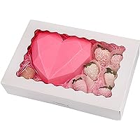 Tcoivs 30-Pack Bakery Boxes with Window, 12" x 8" x 2.5", Cookie Boxes, Auto-Popup Treat Boxes for Pies, Muffins, Donuts and