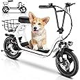 Caroma Peak 1200W Electric Scooter with Seat, 14" Fat Tire Electric Scooter Adults, 500Wh Battery up to 30 Miles&20MPH, Foldable Adult Electric Scooter for Commuting with Basket&Shock Absorbing