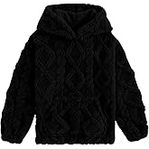 TUONROAD Girls Fuzzy Fleece Hoodies Cable Knit Warm Sherpa Pullover Sweatshirt with Pockets 6-13 Years