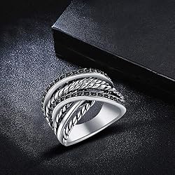 Mytys Vintage Wide Ring Classic Black Marcasite