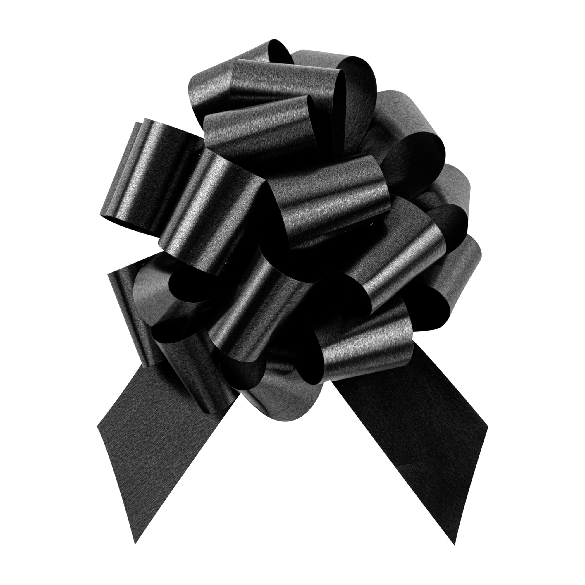 Restaurantware Gift Tek 5.5 Inch Ribbon Pull Bows 1000 Satin Pull Bows - 20 Loops Instant Pull Design Black Plastic Flower Bows For Gifts Large For Wedding Baskets And Gift Wrapping Image