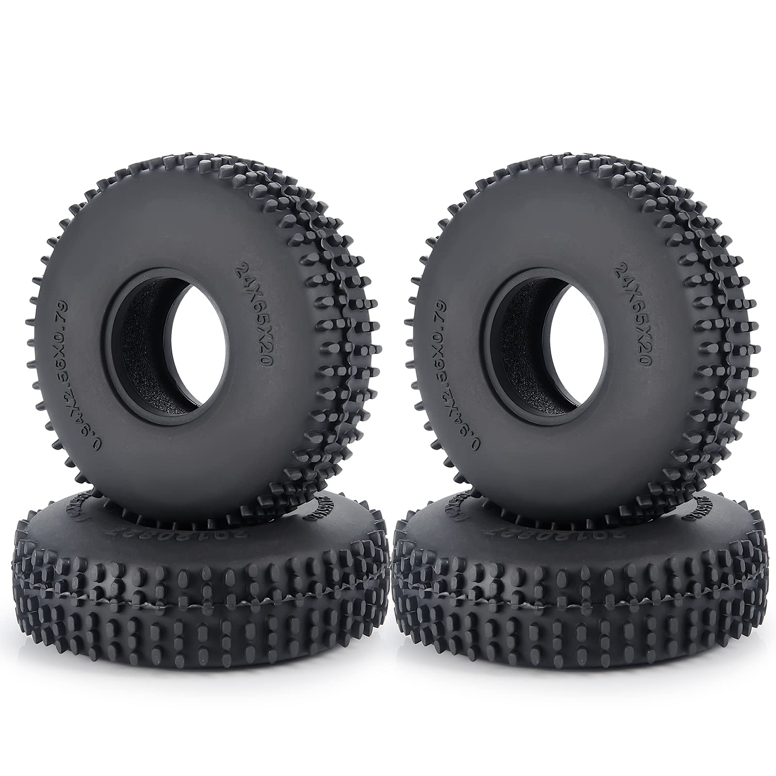 AXspeed 4pcs 65mm Rubber Tyres RC Tires with Foam for 1/18 TRX4M Crawler Car