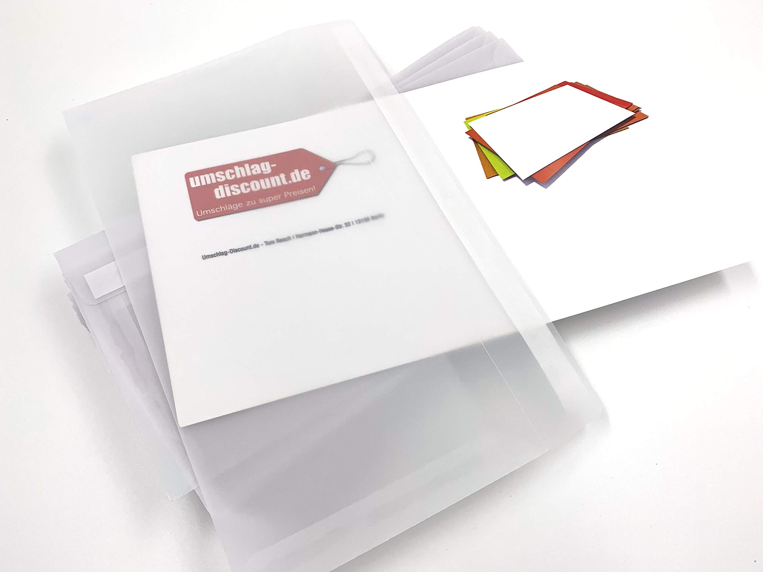 umschlag-discount Transparent Envelope, 100 Pack, 220 x 110 mm, Peel and Seal, 100 g/m², White-Transparent, Ideal for Business Mail and Special Occasions