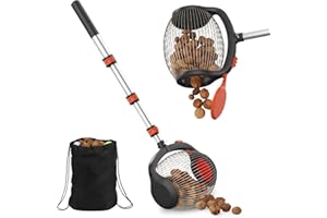 TOPHDY Acorn Picker Upper Roller - Nut Gatherer Walnut Picker Upper Foot Operated Release,Directly Dump Outlet, Suitable for 3/4" - 1.5" Walnuts,Hickory,Chestnuts,Pecan,Pinecone,Golf Ball