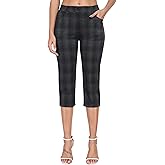 MoFiz Women's Capri Pants Summer Pull-On Stretch Straight Leg Golf Yoga & Business Casual Dressy Cropped Pants with Pockets
