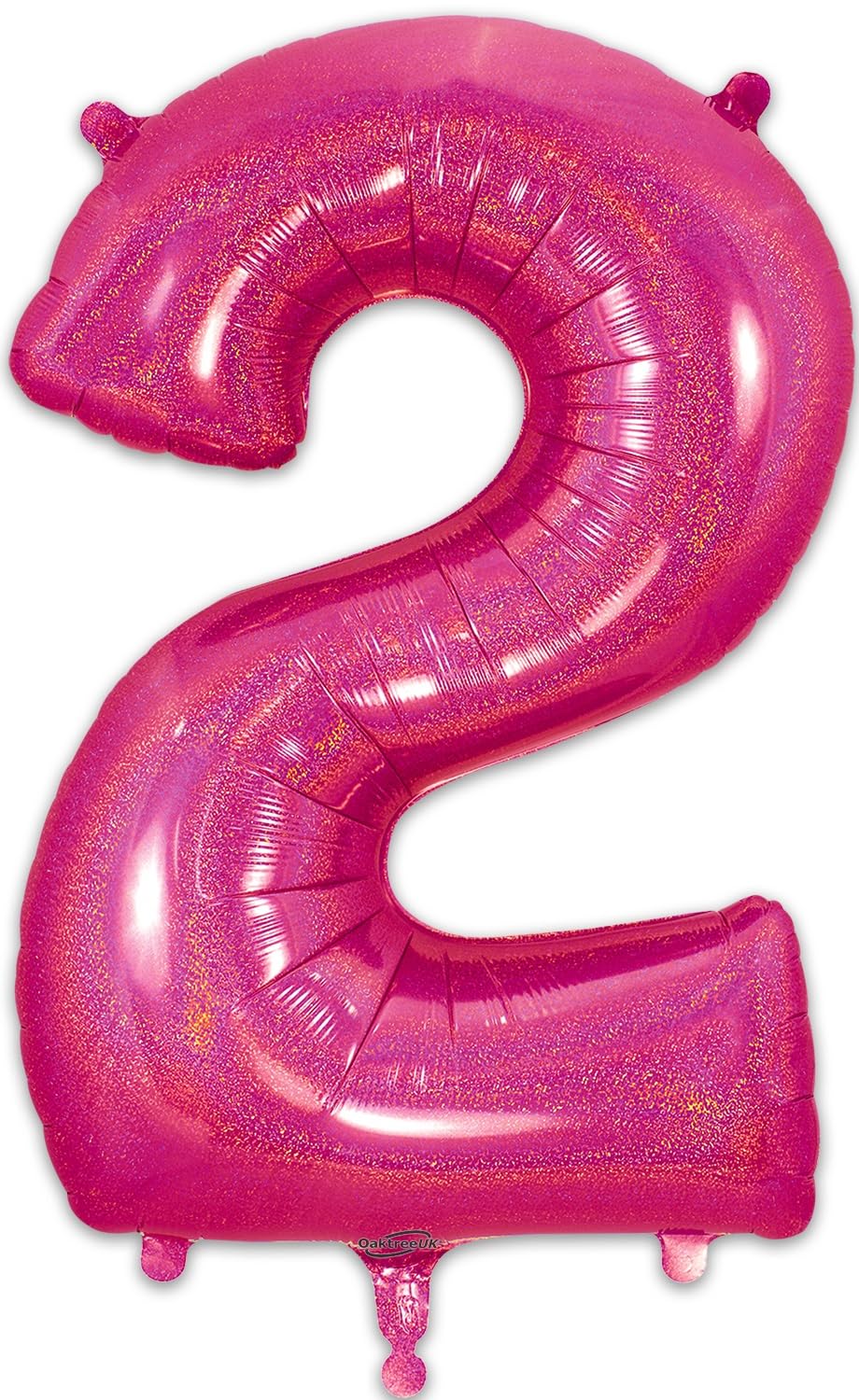 Oaktree UK 34" Number 2 Holographic Pink Foil Balloon