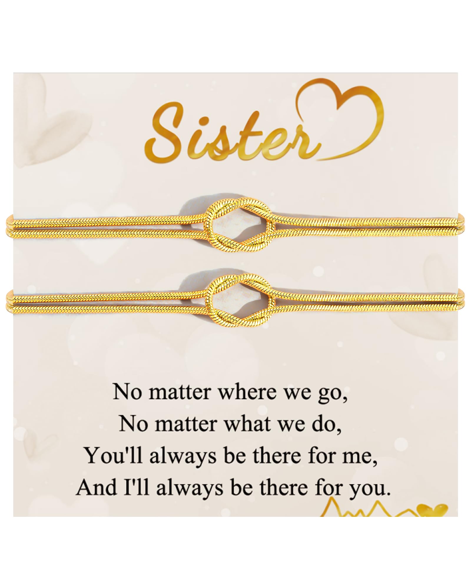 BOCHOI Gifts Sister Birthday Gifts Love knot Bracelet Big Little Sister Adult Gift Christmas Valenties Day Graduation Mothers Day Presents Wedding Presents Thanksgiving Gift for Women Girl New Year