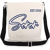 LiuenMgg Soror 1920 Print Canvas Crossbody Bag, Adjustable Strap Lightweight Purse with Top Zipper & Inner Pocket, Daily Shoulder Bag Gift for Women