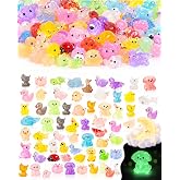 Teenzee 120-Piece Glow-in-the-Dark Mini Resin Animals Figurines for Fairy Garden Decor