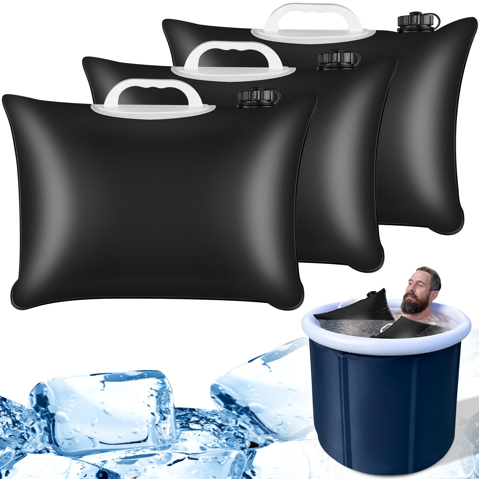 Photo 1 of XANGNIER 3 Pack Reusable Extra Large Ice Bath Bags,Upgraded Large Capacity Bathtub Freezer Anti-Breakage Water Bag,Cold Plunge Accessories,Ice Bath Tub Accessories at Home,39L