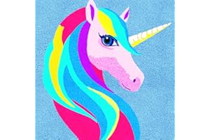 YAKOLECI Latch Hook Kits for Adults, Color Printed DIY Rug Crafts Arts Carpet for Home Decoration Festival Gift (Colorful Unicorn)