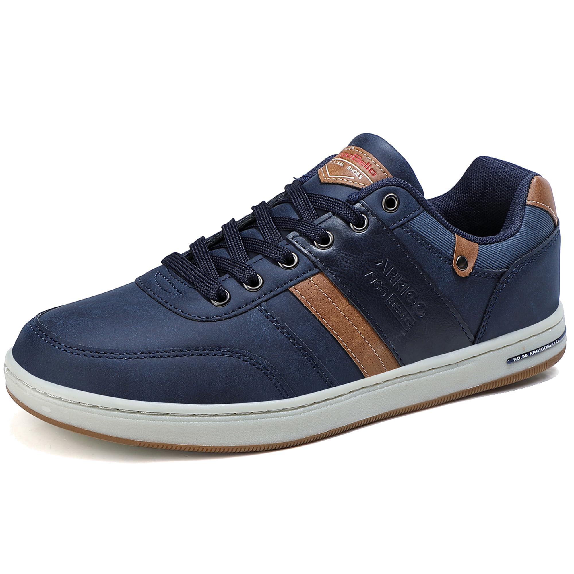 Photo 1 of ASTERO Sneakers for Mens Casual Shoes Fashion Sneakers Non-Slip Low Top PU Leather Walking Shoes (Blue, Size_11.5)