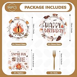96 Pcs S'Mores Camping Birthday Party Decorations