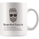 Panvola Bearded Funcle Definition Mug Uncle Gifts From Niece Nephew Brother Sister Father's Day Funny Bearded Uncle Ceramic Coffee Cup 11 oz White