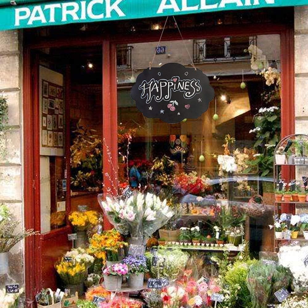 VSADEY 4 Pack Chalkboard Sign Hanging, Double-Sided Erasable Message Board, Small Hanging Liquid Chalkboard Signs with Hanging String for Wedding, Bar, Cafe, Restaurant : Office Products