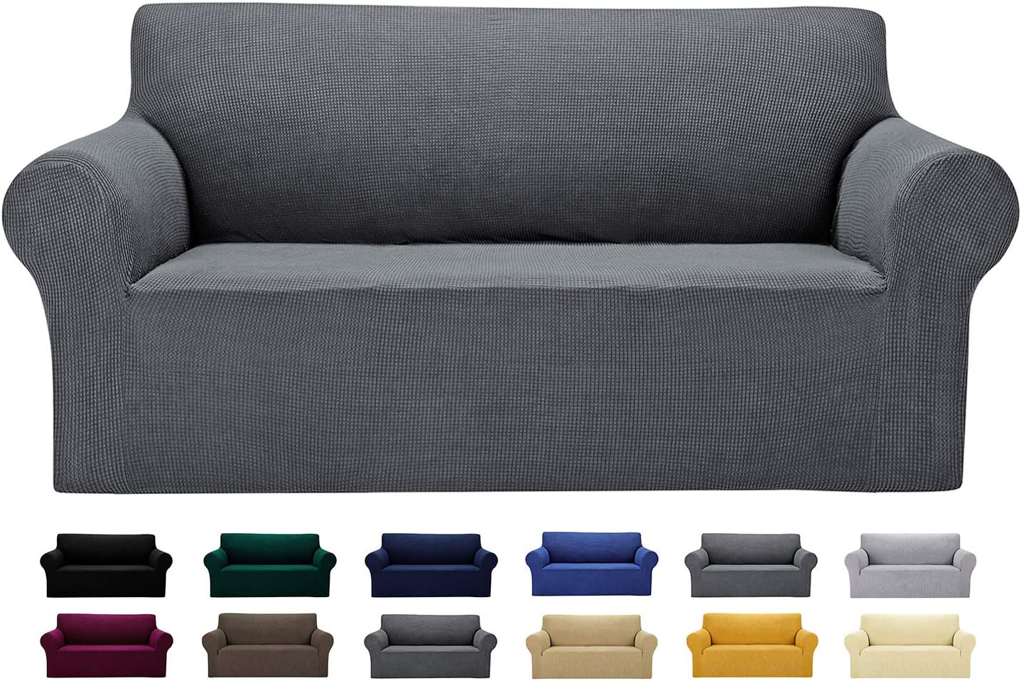 AlGaiety Stretch Sofa Cover Slipcover, Furniture Protector Spandex 1-Piece Couch Coat(77"-85") with Elastic Bottom for Dogs, Cats, Kids Small Checked Pattern Fabric (Sofa, Gray): Home & Kitchen