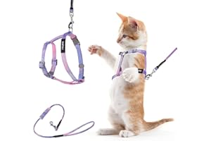 TIESOME Cat Harness and Leash Set, Adjustable Gradient Kitten Harness Escape Proof Harness with Leash for Kitty Outdoor Walking (Gradient Purple)