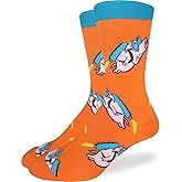 Good Luck Sock Men's Flying Rocket Pigs Socks, Adult, Shoe Size 7-12
