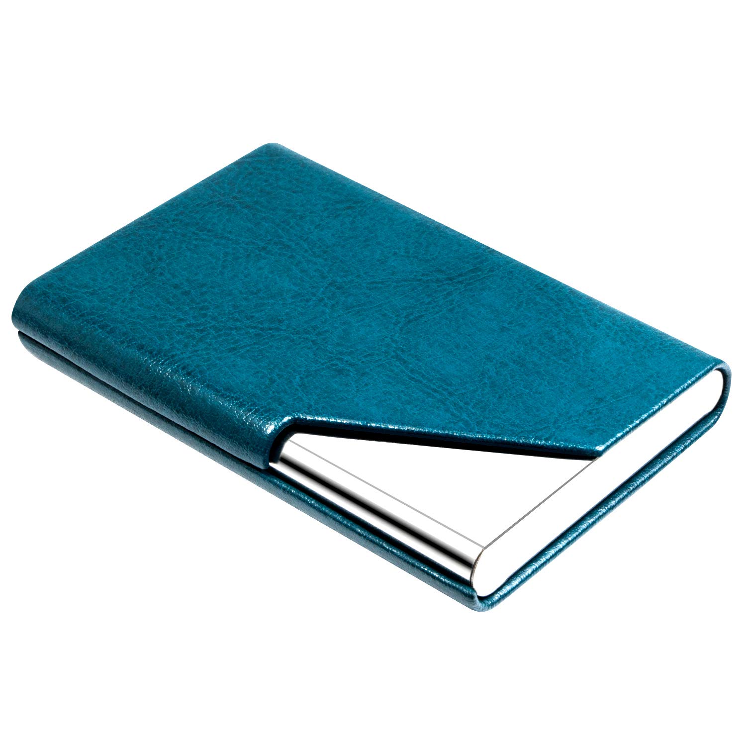 padike Business Name Card Holder Leather & Stainless Steel Multi Card Case,Business Name Card Holder Wallet Credit Card ID Case/Holder for Men & Women - Keep Your Business Cards Clean