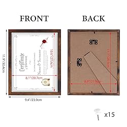 HORLIMER 8.5 x 11 Picture Frame Set of 15, Brown