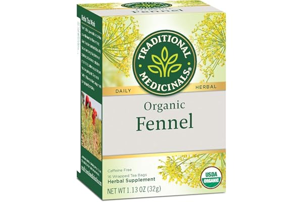 Traditional Medicinals Organic Fennel Herbal Tea (Pack of 1), Promotes Healthy Digestion, 16 Tea Bags