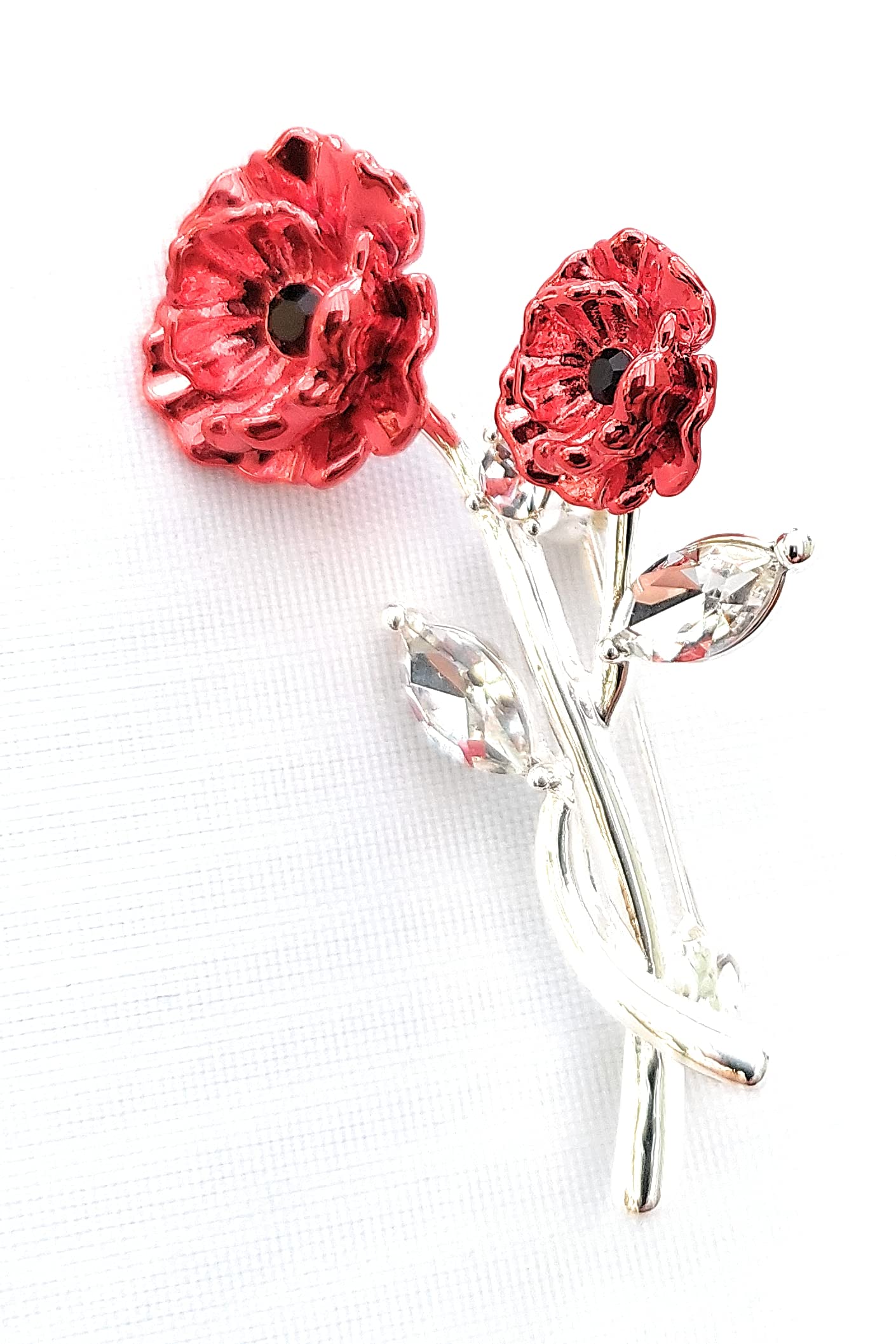 Equilibrium Frilly Poppy Crossover Silver Plated Brooch