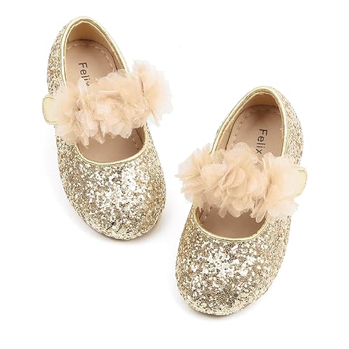 Felix Flora Toddler Little Girl Ballet Shoes Gold Size Flower