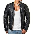 DECIMAL Men's Black Genuine Lambskin Leather Biker Jacket VINTAGE REAL BROWN MOTORCYCLE JACKETS FOR MEN