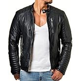 DECIMAL Men's Black Genuine Lambskin Leather Biker Jacket VINTAGE REAL BROWN MOTORCYCLE JACKETS FOR MEN
